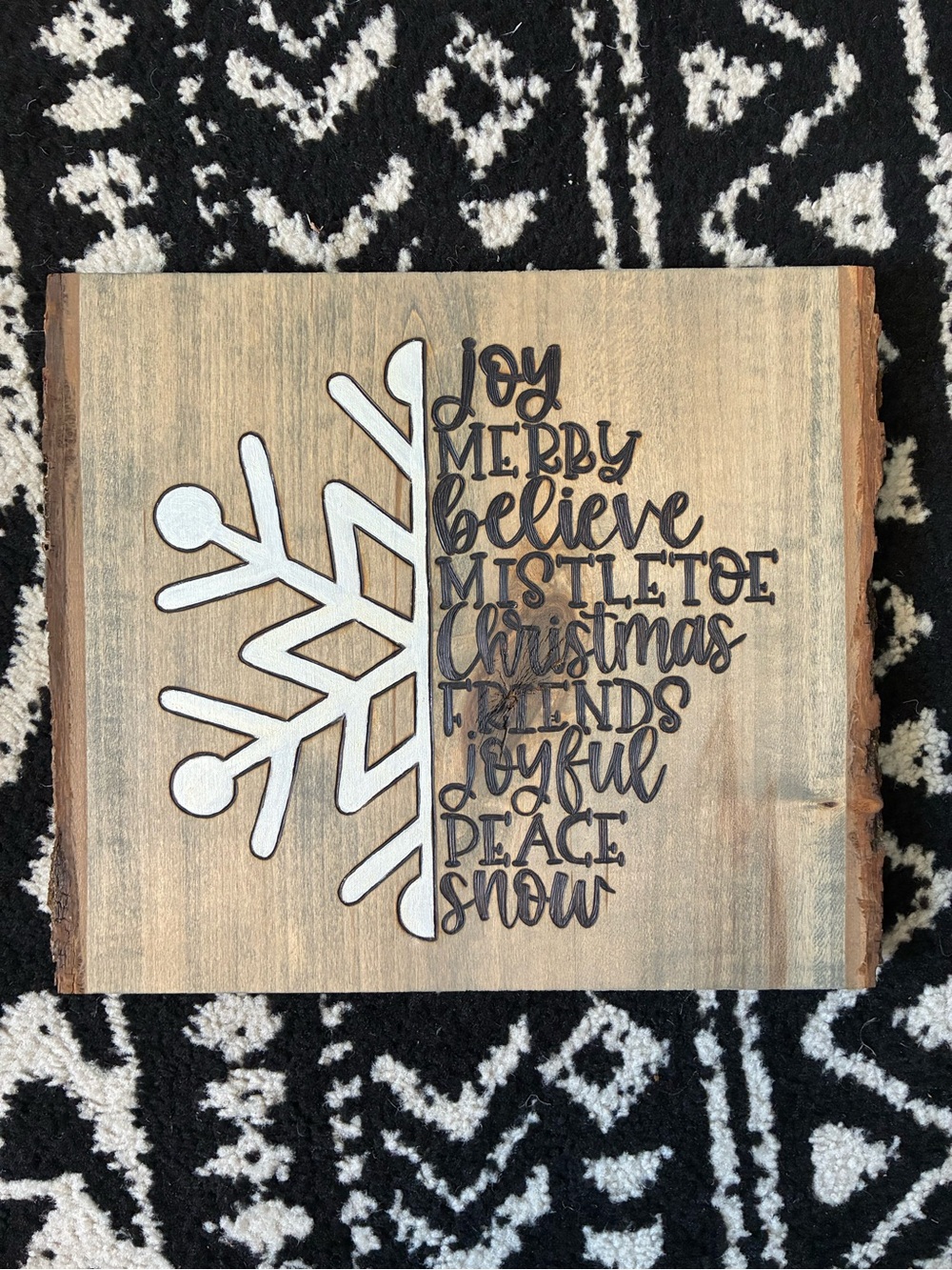 Wooden Holiday Snowflake Sign - White Snowflake